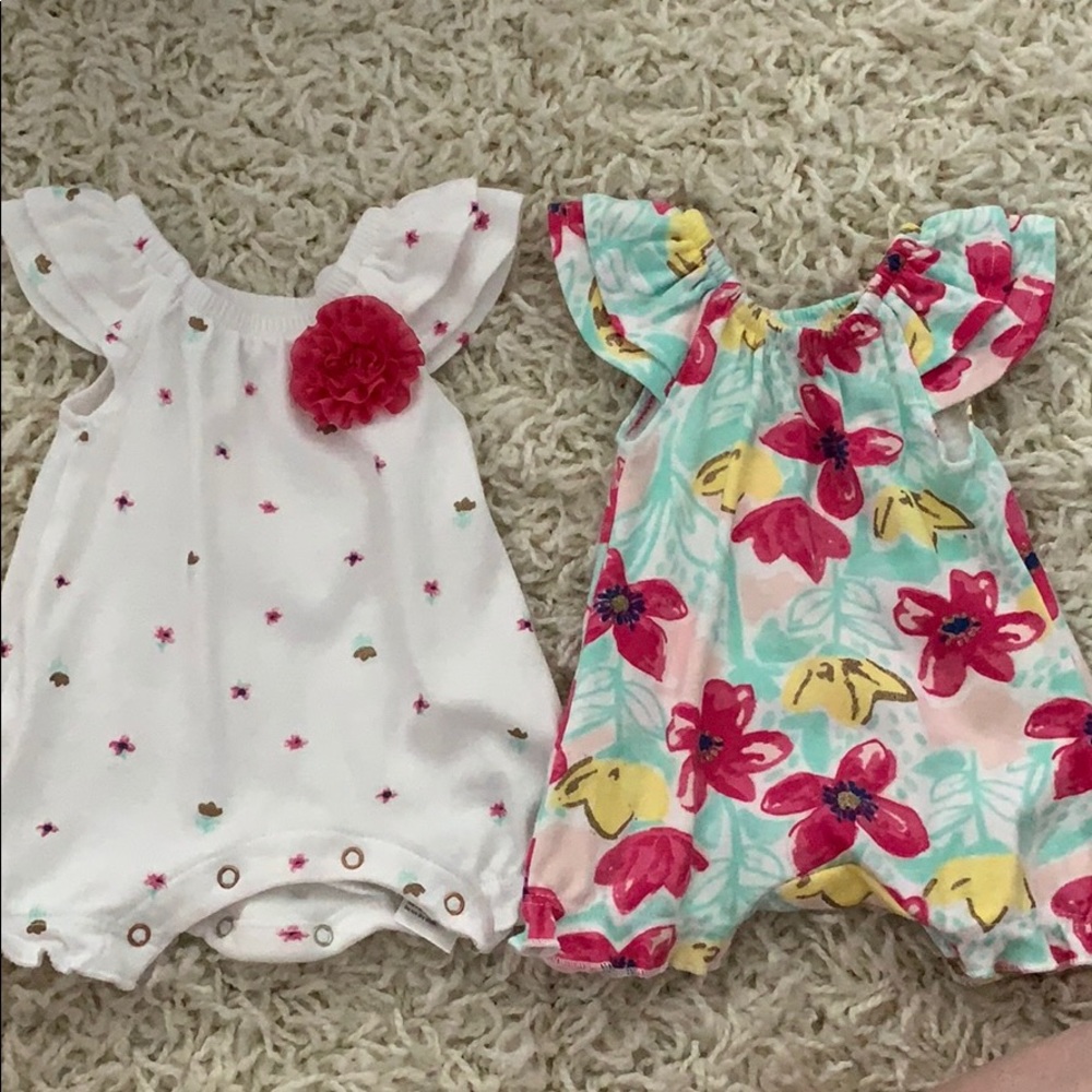 2 cute newborn rompers